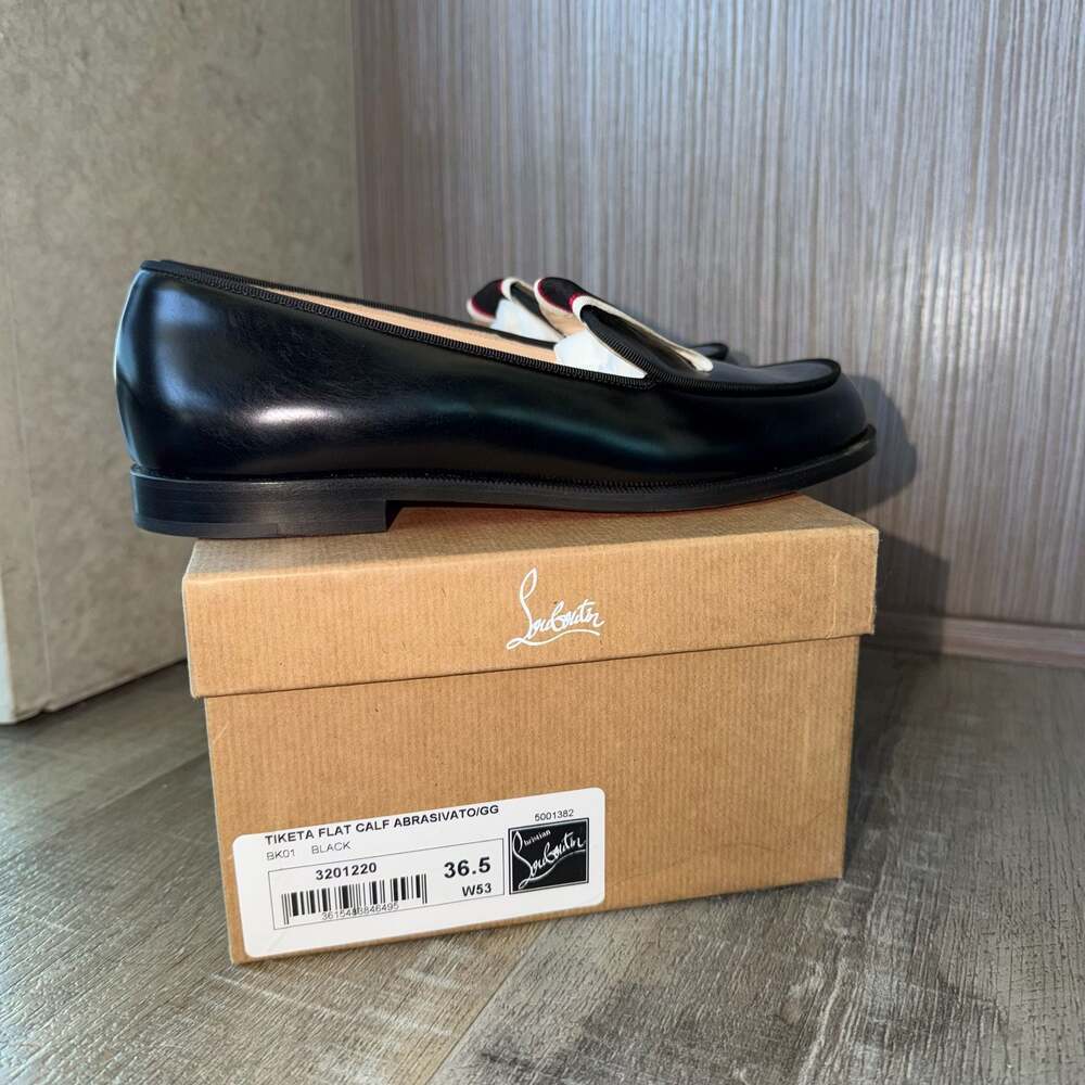 Christian Louboutin Tiketa Flat Calf Abrasivato Loafers Black Size 36.5 - Picture 3 of 7